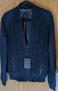 Zara Man Knitted Front Panel Black Full Zip Jacket NWT Size Large L - Picture 1 of 8