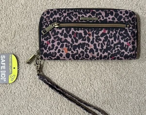Travelon RFID Bloqueo Billetera Muñequera Estampado Leopardo Seguro Identificación Organizador Cartera Nuevo con Etiquetas - Imagen 1 de 8