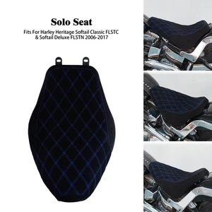Suede Lattice Driver Solo Seat Fit For Harley Softail Deluxe FLSTN 06-17 FLSTC - Picture 1 of 17