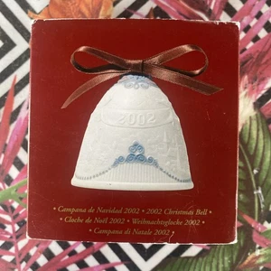 Vintage LLADRO Christmas Bell White Blue Christmas Ornament - 2002 - Picture 1 of 11