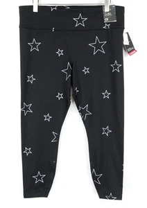 GAP Winterbrush Women Sport Leggings XL Black Stretch Star Pattern Cropped - Picture 1 of 8