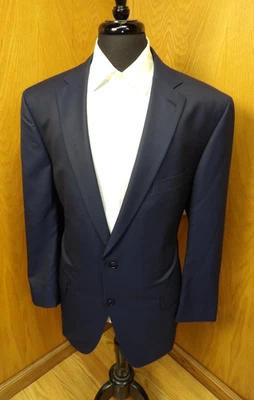Mens Blazer Sport coat Jacket Haber Dasher Navy Blue Check Wool Blend  S#91 - Image 1 of 4