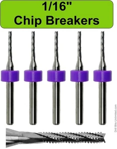 1/16 Zoll Spanbrecher Router Bits FÜNF Stück CNC FR4 Holz Kohlefaser URC145 - Bild 1 von 5