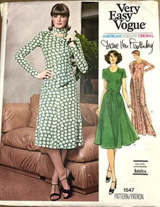 Abito vintage 1976 Vogue Diane Von Furstenberg designer americano modello 1547 taglia 14 - Foto 1 di 3
