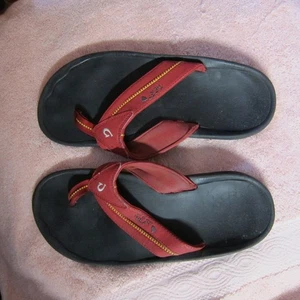 OLUKAI OLU KAI Leather Sandals Flip Flops Hawaiian Lifeguard HLA Slippers Men 11 - Picture 1 of 5