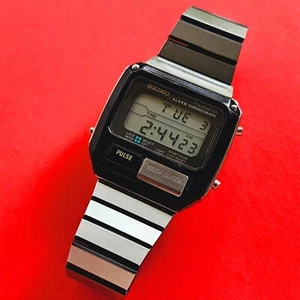 Seiko Pulsemeter Watch Rare Pulse Touch Sensor Bracelet Running LCD S229-5019 - Picture 1 of 6