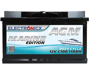 AGM Batterie 110AH Electronicx Marine Edition Boot Schiff Versorgungsbatterie 12 - Bild 1 von 6