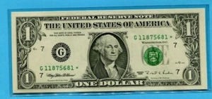 1995 $1 STAR REPLACEMENT FEDERAL RESERVE NOTE  G CHICAGO IL CRISP UNCIRC - Picture 1 of 2