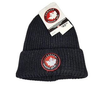 Canada Weather Gear Black Red Logo Beanie Knit Hat Cuffed Cap Mens Women Unisex - Picture 1 of 8