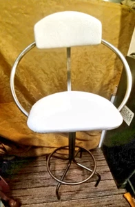 Vintage Mid Century Comfort Line Swivel White Bar Stool 60-70s - Picture 1 of 10