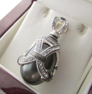 BLACK PEARL PENDANT HANDMADE RUSSIAN SOLID STERLING SILVER 925 GORGEOUS QUALITY - Imagen 1 de 11