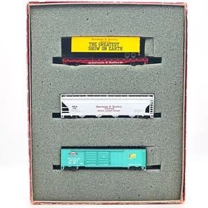 Ak-Sar-Ben Barnum Bailey Piggyback Flat Car Hopper Boxcar Circus Set 11 N Scale - Picture 1 of 20