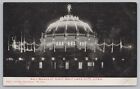 Salt Lake City Utah~First Salt Palace At Night~Dome Lit By Light Bulbs~~c1910