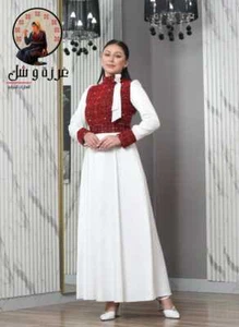 Vestido de satén bordado para mujer negro Tatreez bordados de lujo - Imagen 1 de 6