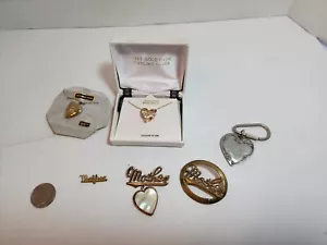 Set Mothers DAY Mama Halsketten Medaillon Stifte Schlüsselanhänger goldüber & gefüllt lesen - Bild 1 von 23