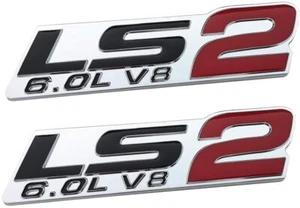 2 Pack LS2 6.0L V8 Engine Emblems 3D Badge Decal for GM Corvette Holden HSV Red - Picture 1 of 3
