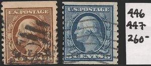 USA (1914) Coils: Washingtons #446-447 Perf 10 / CV $260US (4 pics) 864 - Picture 1 of 4