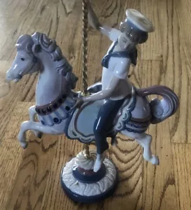 Lladro Boy on Carousel Horse Porcelain Figurine 1470 Jose Puche Damaged - Picture 1 of 11