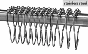 Shower Curtain Hooks Rings Stainless Steel Set of 12 Polished - Picture 1 of 5