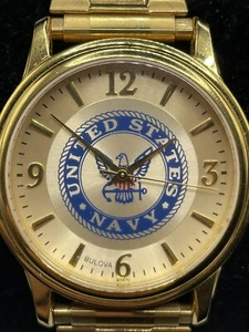 Goldton Bulova United States Navy Uhr mit Erweiterungsband BRANDNEU AKKU! - Bild 1 von 12