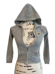 vtg juicy couture Los Angeles Kids Tracksuit Hoodie Velour Sz 6X Kawaii Grey - Picture 1 of 14