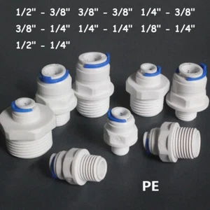 1/8" to 1/2" PE Straight Connectors Male Thread Fittings Water Dispenser Cleaner - Picture 1 of 13