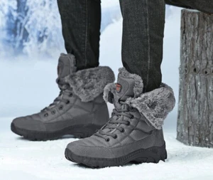 Botas De Invierno Para Hombre Zapatos Cálidos Cuero Impermeable Para Nieve Frio - Bild 1 von 14