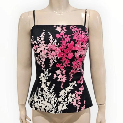 WHBM Corsé Bustier Estampado Floral Negro Rosa Talla 12 Foto 1 de 4