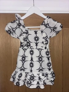River Island Mini Cream And Black Embroidered Dress Age 2-3 - Picture 1 of 4