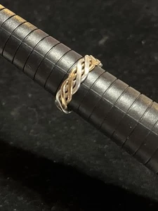 925 Sterlingsilber & vergoldet geflochten Ehering Jubiläumsring Größe 8 - Bild 1 von 5