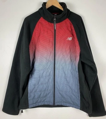 NWT New Balance Jacket Mens Size L Black Red Fleece Puffer Quilted Warm Pockets - Image 1 of 4