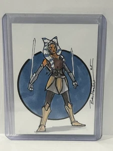 Ashoka Star Wars Custom Artist Sketch Card 1/1 Ben Abu sooda - Picture 1 of 2