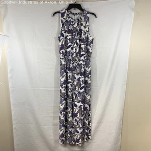 NWT LOFT White Floral Print Women's Sleeveless Jumpsuit, Sz. M - Picture 1 of 3
