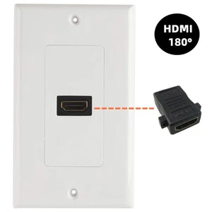 1Port 4K Compatible HDMI 90° Angle TV Plaque Murale Panneau Coupleur Sortie Extender - Photo 1/5