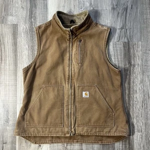 Carhartt for Women Vest Size Large WV001 BRN Vintage Sherpa Lined Canvas Brown - Picture 1 of 11