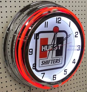 18" HURST Shifters Sign Double Neon Clock - Picture 1 of 2