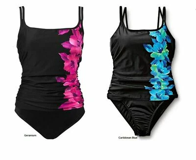 Nuevo con etiquetas Traje de baño de una pieza Miraclesuit Fauxkini azul caribeño/geranio para mujer $142 Foto 1 de 4