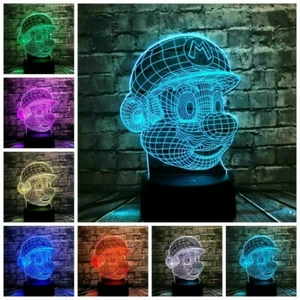 3D LED Super Mario Touch Lamp USB 7 Color Change Light Night Table Decor Gift - Picture 1 of 3
