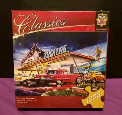 Starlite Theatre Puzzle Drive In Movies Master Pieces Hot Rods *NEW SEALED* - Image 1 of 4