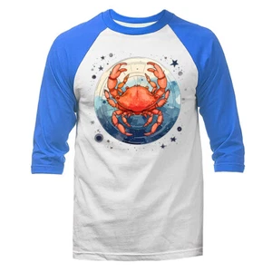 Cancer Zodiac Sign Horoscope Astrological Graphic 3/4 Sleeve Raglan - Picture 1 of 10