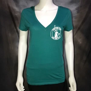 New VS PINK New York City NYC T-Shirt Statue of Liberty Green Vneck Small - Picture 1 of 4