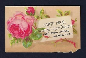 c1890's Victorian Trade Card, Barto Brothers, Wine & Liquor Dealers, Reading, Pa - Bild 1 von 2