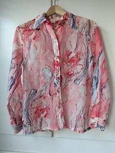 Vintage Sheer Psychedelic Blouse Shirt "Style Craft" California Red Size 14 Tag - Picture 1 of 9