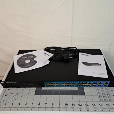 Trendnet TPE-224WS 28-Port 10/100 Web Smart PoE+ Switch w/ Brackets - Image 1 of 4