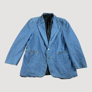 American Craftsmen Western Blazer by five G's Mens 42R Blue Denim Yoked Vented - Picture 1 of 9