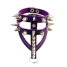 Adjustable PU Leather Bracelet with Spikes - Punk Gothic Studded Wristband