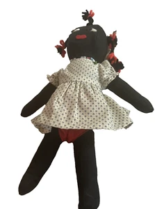 Vintage Ethnic African American Woman Handmade Rag Doll 14" Tall Bead Necklace - Picture 1 of 9