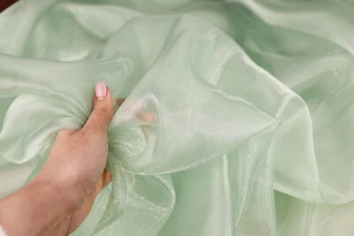 Sage Crystal Sheer Organza Fabric By the Yard 754 - Image 1 of 4