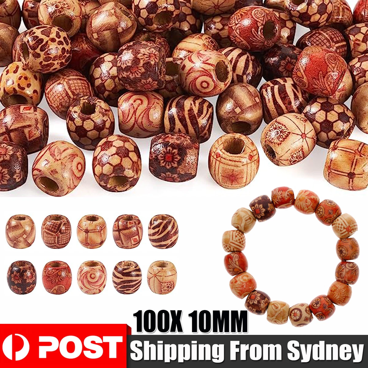 25 Unpainted Wooden Beehive Beads – 14x12mm, 4mm Hole, Macrame & Craft Use 4 thumbnail image