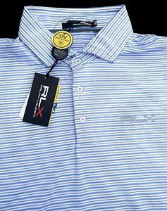 RLX Ralph Lauren Stripe Golf Polo Shirt Tour Logo XL Slim Fit $89.50